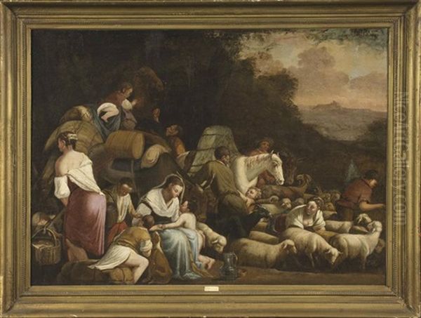 La Halte Des Bergers Oil Painting by Jacopo dal Ponte Bassano