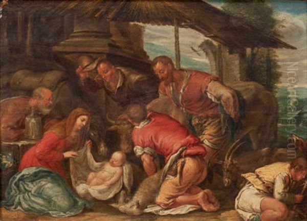 The Adoration Of The Shepherds Oil Painting by Jacopo dal Ponte Bassano