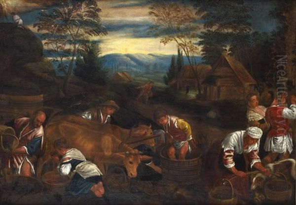 L'automne (+ L'hiver; Pair) Oil Painting by Jacopo dal Ponte Bassano