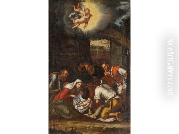 The Adoration Of The Shepherds Oil Painting by Jacopo dal Ponte Bassano