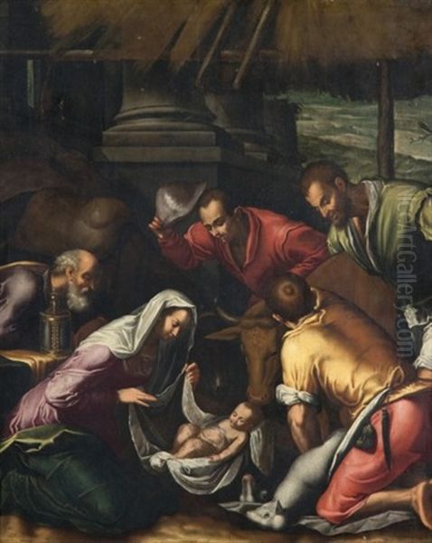 L'adoration Des Bergers by Jacopo dal Ponte Bassano