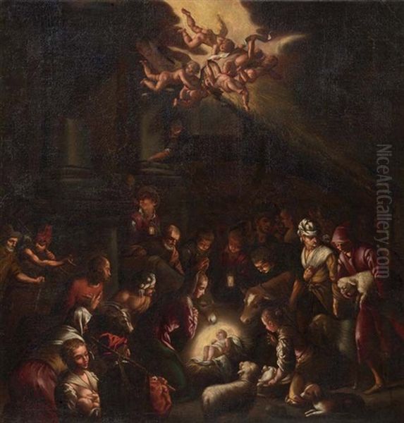 Adorazione Dei Pastori Oil Painting by Jacopo dal Ponte Bassano