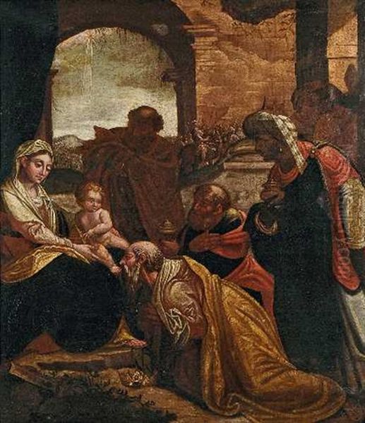 Anbetung Der Konige Oil Painting by Jacopo dal Ponte Bassano