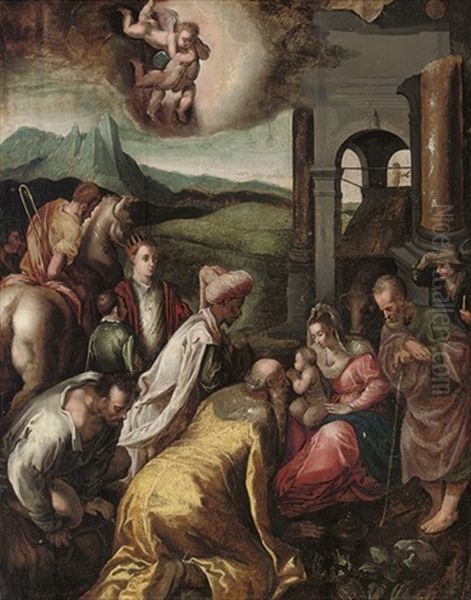 The Adoration Of The Magi Oil Painting by Jacopo dal Ponte Bassano