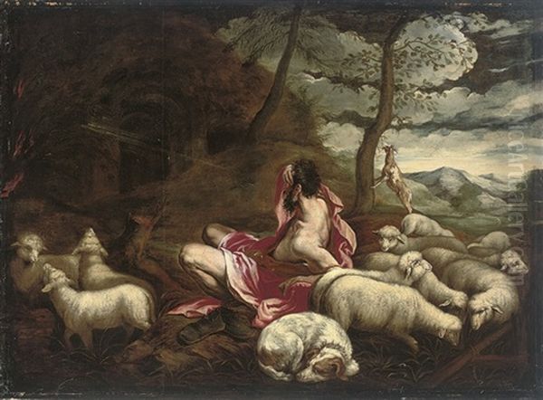 Moses And The Burning Bush Oil Painting by Jacopo dal Ponte Bassano