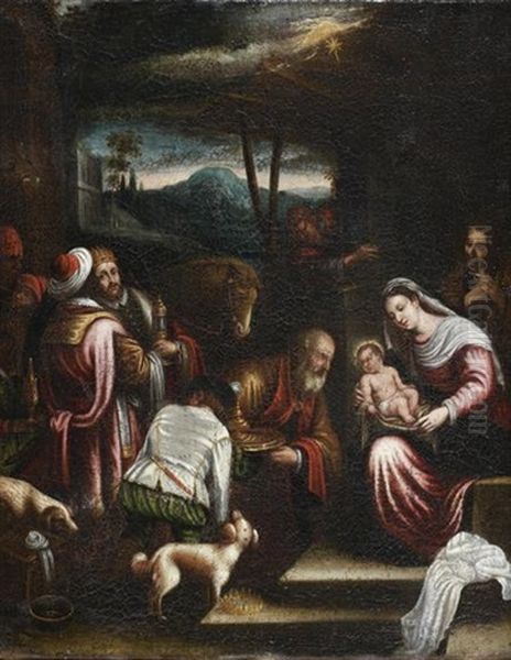 L'adoration Des Mages Oil Painting by Jacopo dal Ponte Bassano