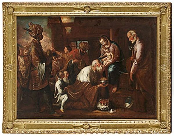 Konungarnas Tillbedjan Oil Painting by Jacopo dal Ponte Bassano