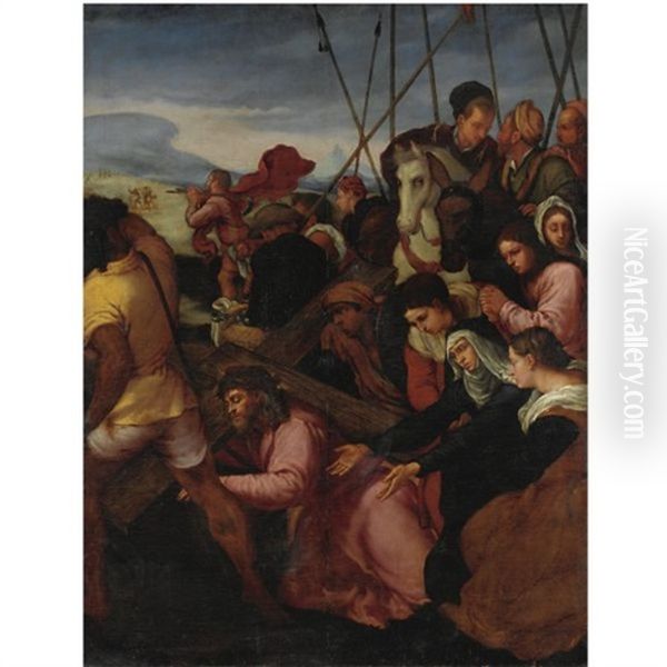 La Salita Al Calvario Oil Painting by Jacopo dal Ponte Bassano