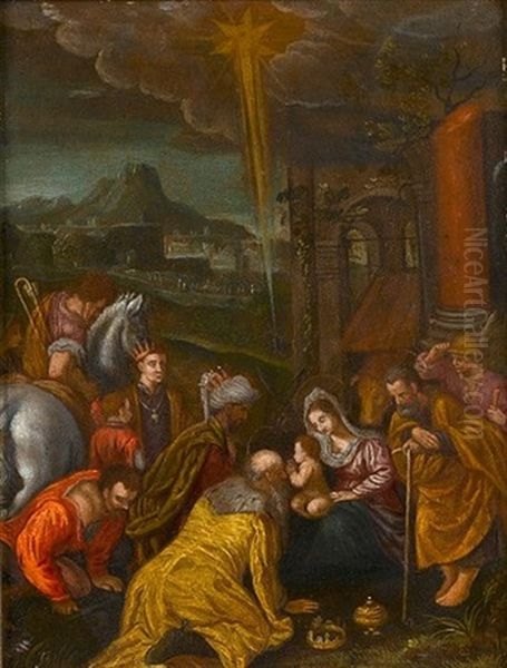 The Adoration Of The Magi Oil Painting by Jacopo dal Ponte Bassano