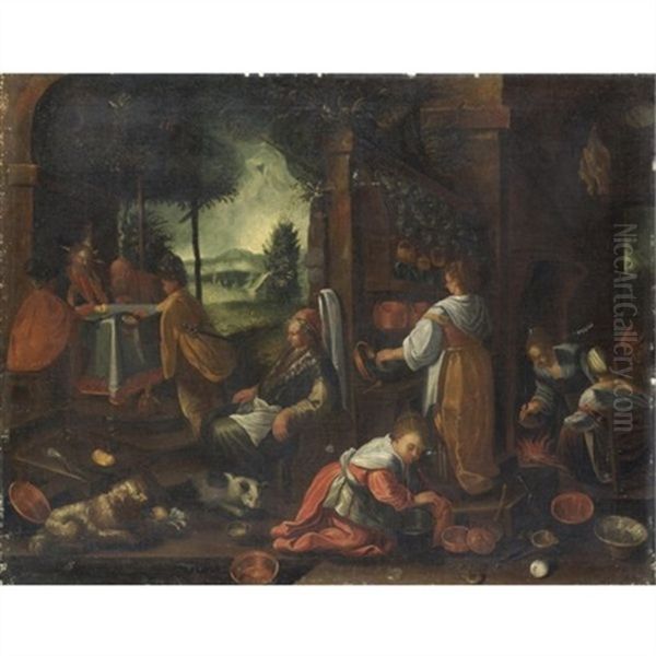 Cena In Emmaus Oil Painting by Jacopo dal Ponte Bassano