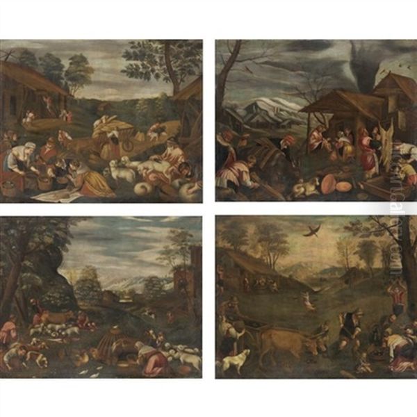 Le Quattro Stagioni (set Of 4) Oil Painting by Jacopo dal Ponte Bassano