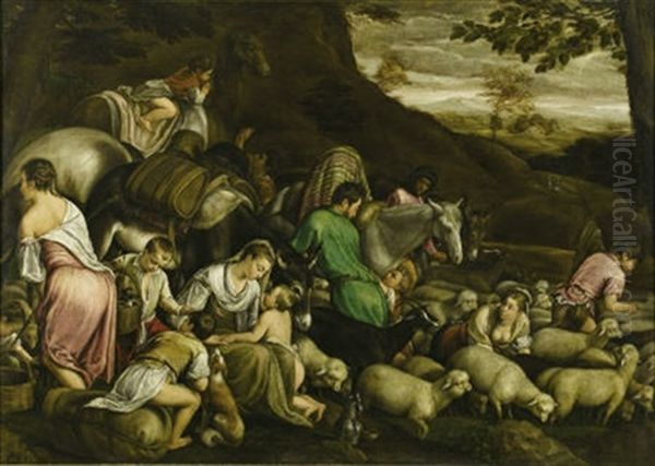 The Journey - Jacob's Rest Oil Painting by Jacopo dal Ponte Bassano