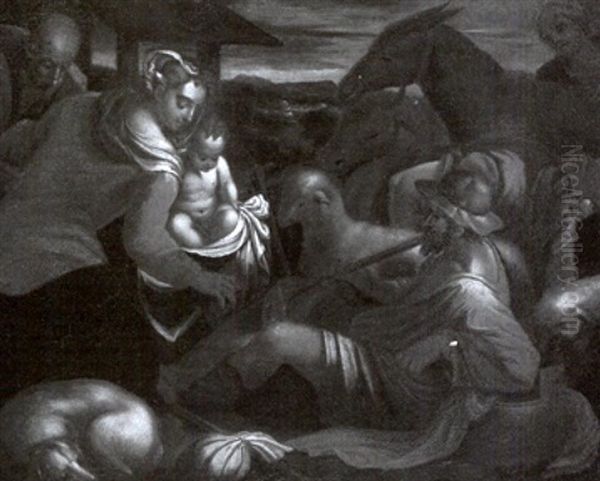 Adoration Of The Shepherds Oil Painting by Jacopo dal Ponte Bassano