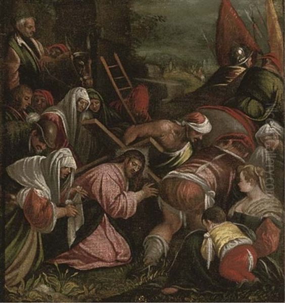 The Road To Calvary by Jacopo dal Ponte Bassano