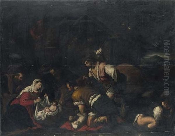 Adorazione Dei Pastori Oil Painting by Jacopo dal Ponte Bassano