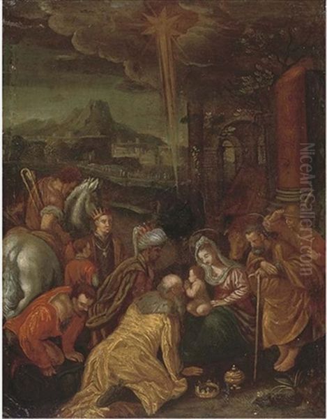 The Adoration Of The Magi Oil Painting by Jacopo dal Ponte Bassano