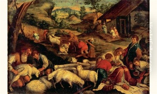 La Tonte Des Moutons Oil Painting by Jacopo dal Ponte Bassano