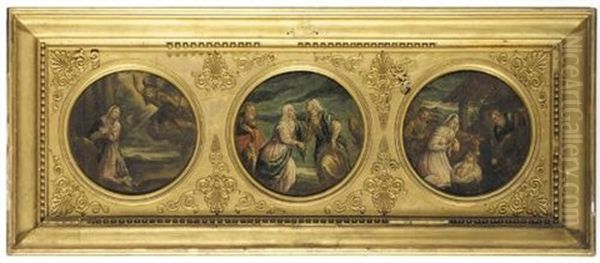 The Life Of Christ (set Of 15 In 5 Frames) Oil Painting by Jacopo dal Ponte Bassano