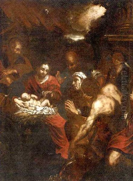 The Adoration Of The Shepherds Oil Painting by Jacopo dal Ponte Bassano