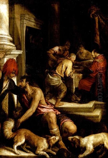 The Parable Of Dives And Lazarus Oil Painting by Jacopo dal Ponte Bassano