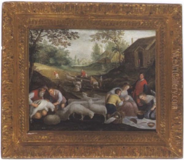 Die Schafschur, Allegorie Des Herbstes (la Tosatura Delle Pecore, Allegoria Dell'autunno) Oil Painting by Jacopo dal Ponte Bassano