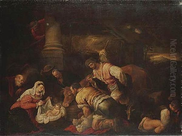 The Adoration Of The Shepherds Oil Painting by Jacopo dal Ponte Bassano