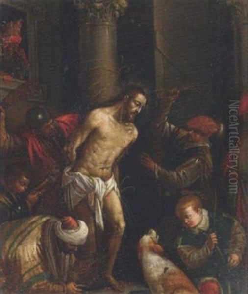 The Scourging Of Christ Oil Painting by Jacopo dal Ponte Bassano