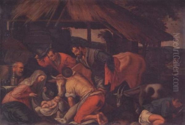 The Adoration Of The Shepherds Oil Painting by Jacopo dal Ponte Bassano