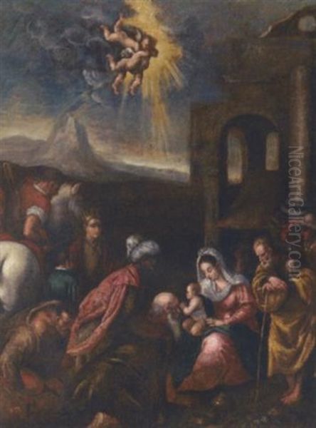 The Adoration Of The Magi Oil Painting by Jacopo dal Ponte Bassano