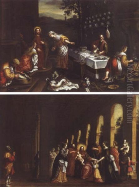 Le Christ Chez Marthe Et Marie Oil Painting by Jacopo dal Ponte Bassano