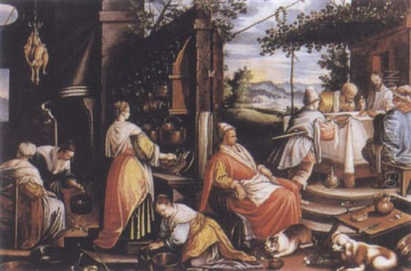 Le Repas Chez Emmaus Oil Painting by Jacopo dal Ponte Bassano