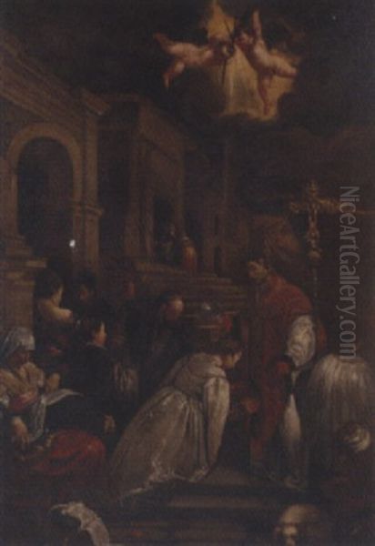 The Baptism Of Saint Ludmilla Oil Painting by Jacopo dal Ponte Bassano