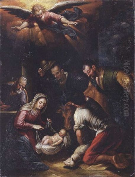 The Adoration Of The Shepherds Oil Painting by Jacopo dal Ponte Bassano