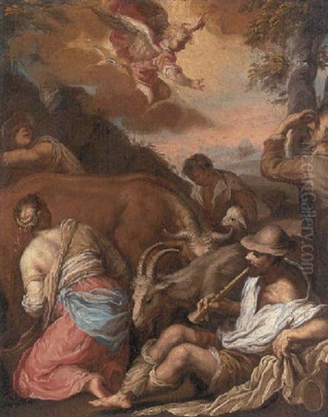 The Annunciation To The Shepherds Oil Painting by Jacopo dal Ponte Bassano