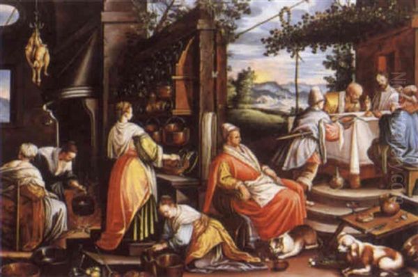 Le Repas Chez Emmaus Oil Painting by Jacopo dal Ponte Bassano