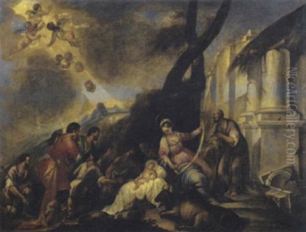 Adorazione Dei Pastori Oil Painting by Jacopo dal Ponte Bassano