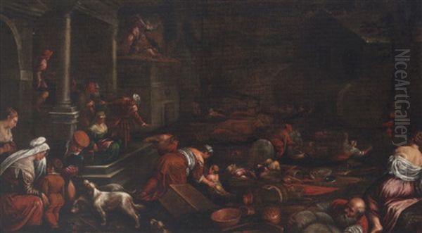 The Deluge Oil Painting by Jacopo dal Ponte Bassano