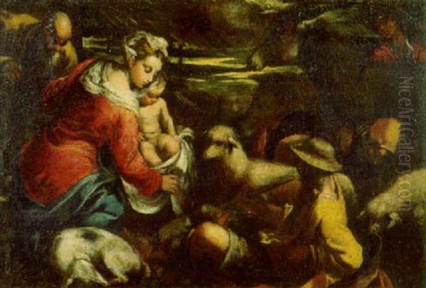 Nativita Di Cristo Oil Painting by Jacopo dal Ponte Bassano