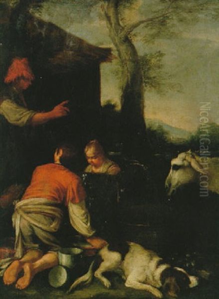 Bondfamilj Oil Painting by Jacopo dal Ponte Bassano