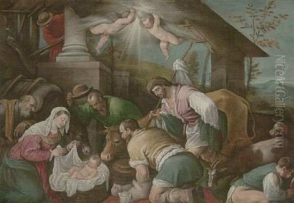 The Adoration Of The Shepherds Oil Painting by Jacopo dal Ponte Bassano