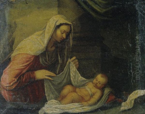 Madonna Con Bambino Oil Painting by Jacopo dal Ponte Bassano