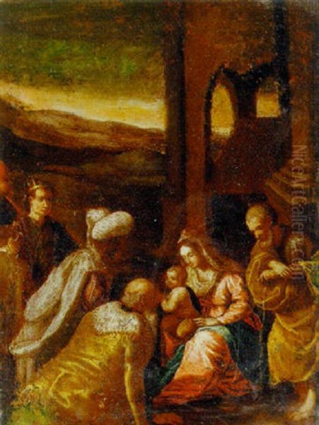 The Adoration Of The Magi Oil Painting by Jacopo dal Ponte Bassano