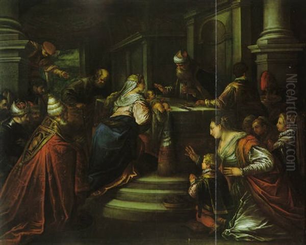 Die Darbringung Christi Im Tempel Oil Painting by Jacopo dal Ponte Bassano