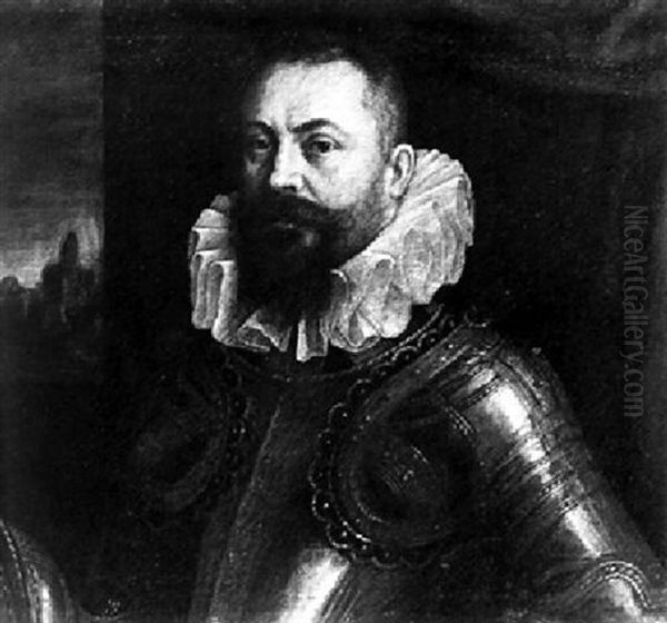 Portrait Of A Man In Armor Oil Painting by Jacopo dal Ponte Bassano