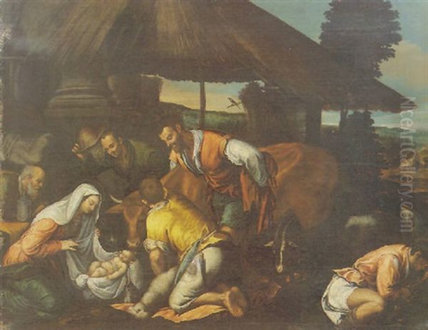 L'adorazione Dei Pastori Oil Painting by Jacopo dal Ponte Bassano