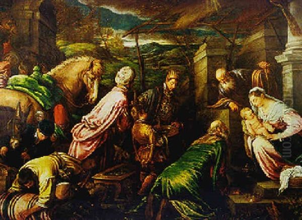 The Adoration Of The Magi Oil Painting by Jacopo dal Ponte Bassano