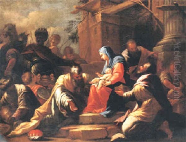 Konungarnas Tillbedjdan Oil Painting by Jacopo dal Ponte Bassano