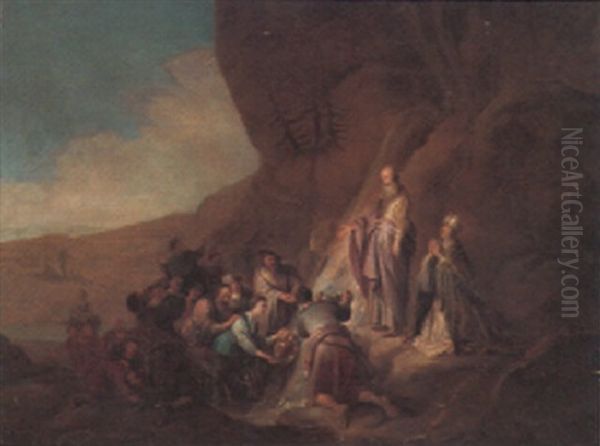 Moses Striking The Rock Oil Painting by Jacopo dal Ponte Bassano