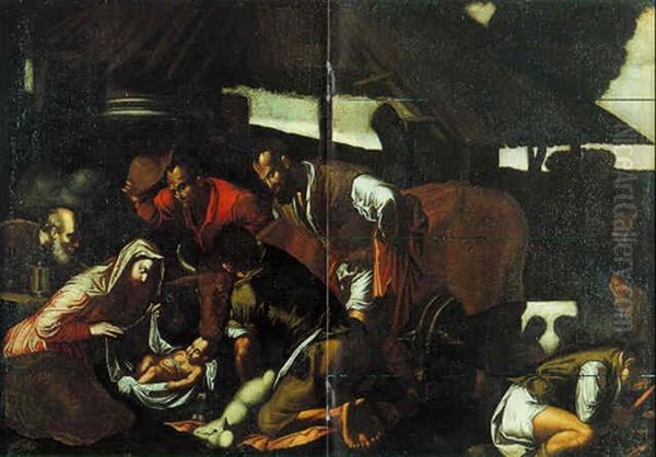 L'adoration Des Bergers Oil Painting by Jacopo dal Ponte Bassano