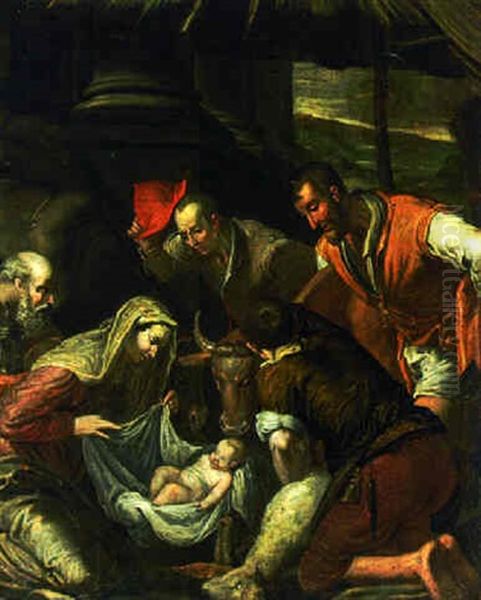 The Adoration Of The Shepherds Oil Painting by Jacopo dal Ponte Bassano